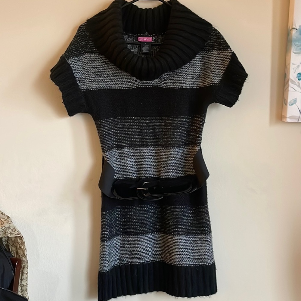 Black Sweater Dress with a belt